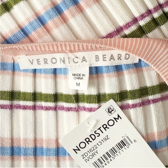 NWT VERONICA BEARD Metallic Striped Rib Knit V-Neck Long Sleeve Slim Sweater M - Picture 4 of 7
